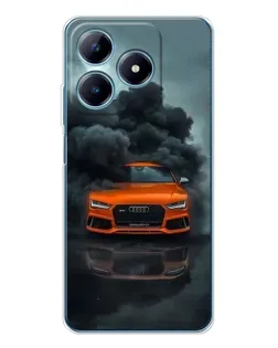 Чехол для Realme C61 с картинкой «Audi в облаках дыма»
