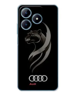 Чехол для Realme C61 с картинкой «Графика — пантера и Audi»