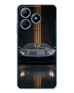 Чехол для Realme C61 с картинкой «Lamborghini золотые линии»