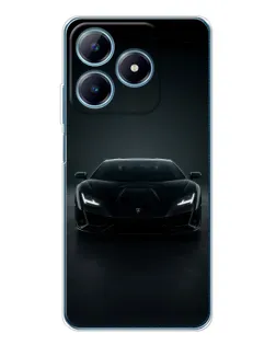 Чехол для Realme C61 с картинкой «Черный Lamborghini Aventador»