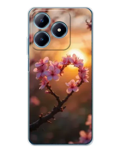 Чехол для Realme C61 с картинкой «Розовый цвет сердце на фоне заката» Чехол для Realme C61 с картинкой «Розовый цвет сердце на фоне заката»