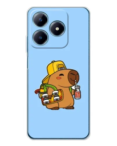 Чехол для Realme C61 с картинкой «Капибара на скейте»