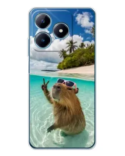 Чехол для Realme C61 с картинкой «Капибара на море» Чехол для Realme C61 с картинкой «Капибара на море»