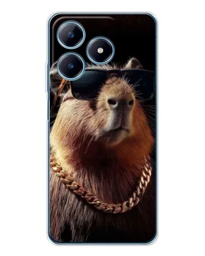 Чехол для Realme C61 с картинкой «Капибара золотая цепь»