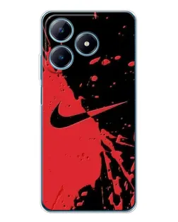 Чехол для Realme C63 4G с картинкой «Красные брызги Nike»