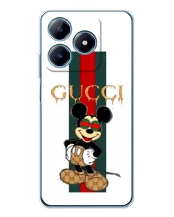 Чехол для Realme C63 4G с картинкой «Микки Маус Gucci — полосы»