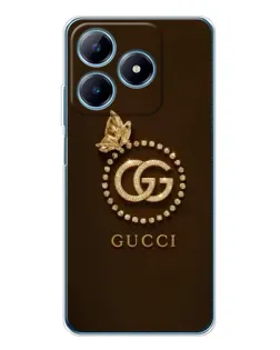 Чехол для Realme C63 4G с картинкой «Gucci — золотая бабочка»