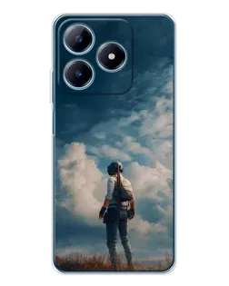 Чехол для Realme C63 4G с картинкой «Герой PUBG на скале»