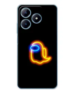 Чехол для Realme C63 4G с картинкой «Among Us неоновое сияние»