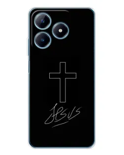 Чехол для Realme C63 4G с картинкой «Графический крест Jesus»