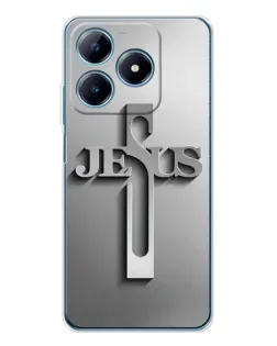 Чехол для Realme C63 4G с картинкой «Металлический крест Jesus»
