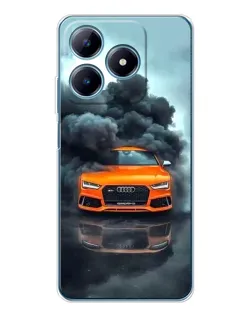 Чехол для Realme C63 4G с картинкой «Audi в облаках дыма»