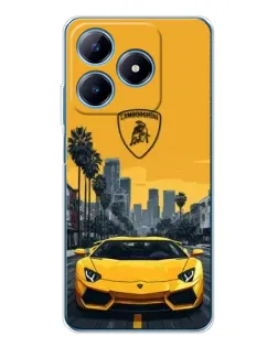Чехол для Realme C63 4G с картинкой «Желтый Lamborghini город» Чехол для Realme C63 4G с картинкой «Желтый Lamborghini город»