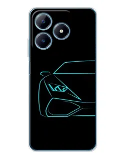 Чехол для Realme C63 4G с картинкой «Голубой силуэт Lamborghini» Чехол для Realme C63 4G с картинкой «Голубой силуэт Lamborghini»