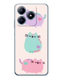 Чехол для Realme C63 4G с картинкой «Pusheen трио»
