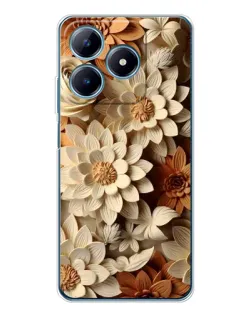 Чехол для Realme C63 4G с картинкой «Бежевый флористический декор»