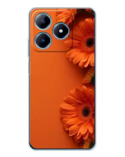 Чехол для Realme C63 4G с картинкой «Оранжевые герберы»