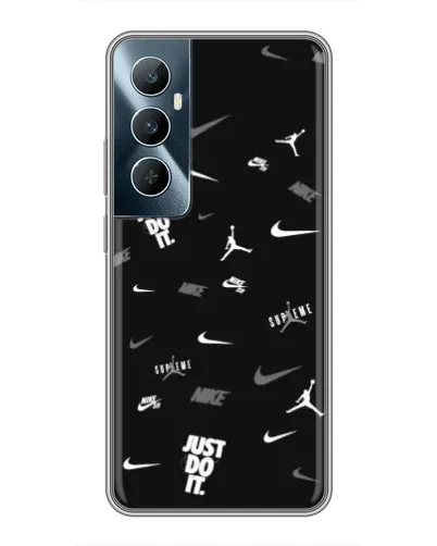 Чехол для Realme C65 с картинкой «Nike Black Pattern» Чехол для Realme C65 с картинкой «Nike Black Pattern»
