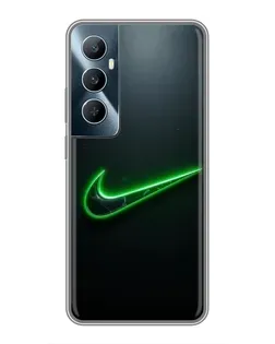 Чехол для Realme C65 с картинкой «Неоновый контур Nike»