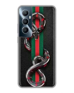 Чехол для Realme C65 с картинкой «Gucci — змея на полосе» Чехол для Realme C65 с картинкой «Gucci — змея на полосе»