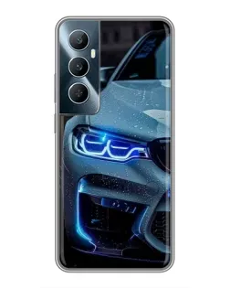 Чохол для Realme C65 з картинкою «Погляд BMW з синіми фарами»