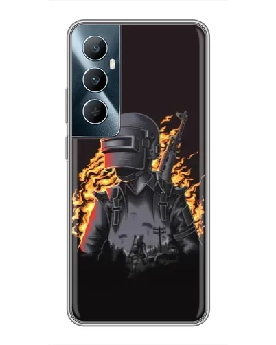 Чехол для Realme C65 с картинкой «PUBG — огненный силуэт»