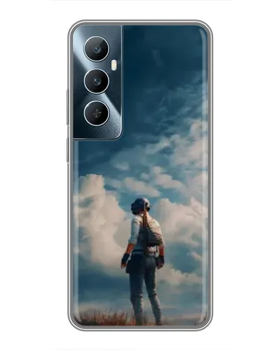 Чехол для Realme C65 с картинкой «Герой PUBG на скале»