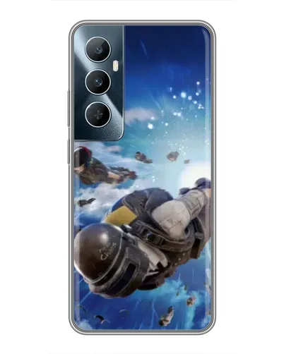 Чехол для Realme C65 с картинкой «Десант PUBG — прыжок»