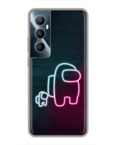 Чехол для Realme C65 с картинкой «Among Us неон-арт»