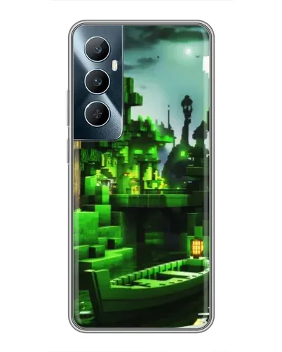 Чехол для Realme C65 с картинкой «Minecraft лесной пейзаж»