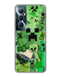 Чехол для Realme C65 с картинкой «Криперы Minecraft»
