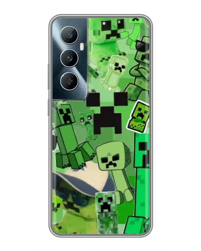 Чехол для Realme C65 с картинкой «Криперы Minecraft»