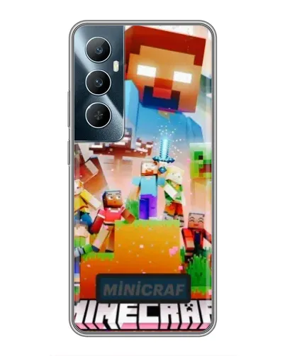 Чехол для Realme C65 с картинкой «Minecraft герои игры»