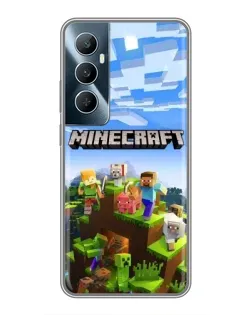 Чехол для Realme C65 с картинкой «Minecraft классический мир»