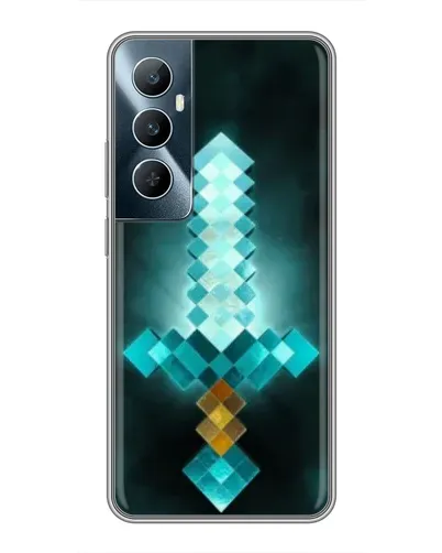 Чехол для Realme C65 с картинкой «Алмазный меч неон»