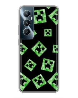 Чехол для Realme C65 с картинкой «Паттерн с криперами»