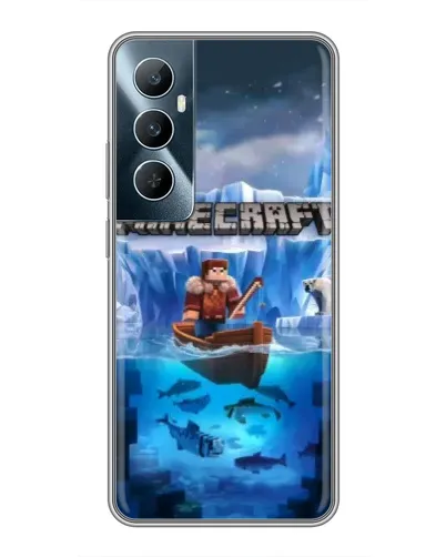 Чехол для Realme C65 с картинкой «Minecraft ледяной мир»