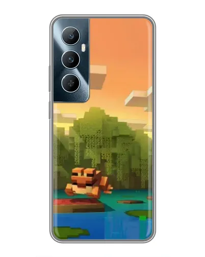 Чехол для Realme C65 с картинкой «Майнкрафт закат солнца»