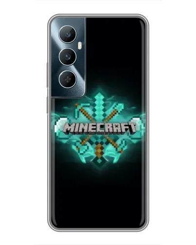 Чехол для Realme C65 с картинкой «Minecraft Diamond лого»
