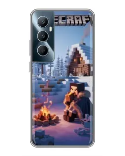 Чехол для Realme C65 с картинкой «Зимний Minecraft»