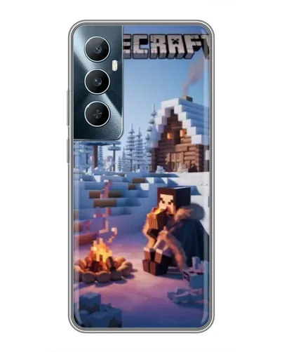 Чехол для Realme C65 с картинкой «Зимний Minecraft»