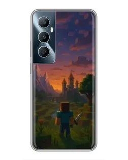 Чехол для Realme C65 с картинкой «Стив у башни»