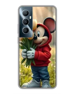 Чехол для Realme C65 с картинкой «Микки с тюльпанами»