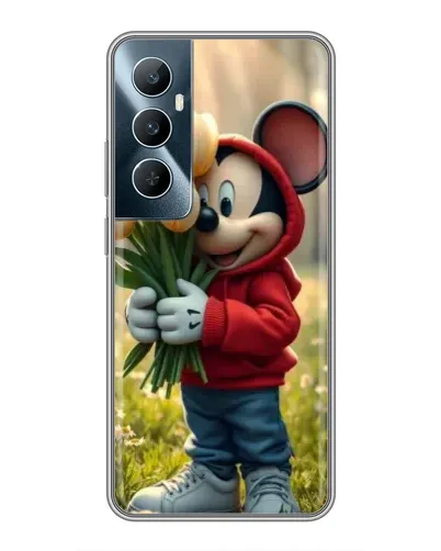 Чехол для Realme C65 с картинкой «Микки с тюльпанами»