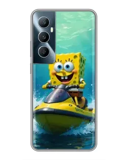 Чехол для Realme C65 с картинкой «Спанч Боб на гидроцикле»