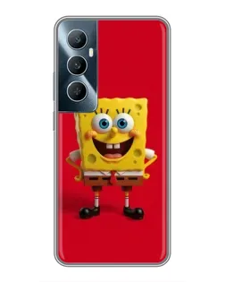 Чехол для Realme C65 с картинкой «Спанч Боб на красном»