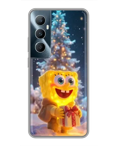 Чехол для Realme C65 с картинкой «Рождественский Спанч Боб»