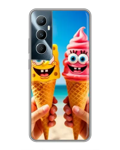 Чехол для Realme C65 с картинкой «Спанч Боб мороженое»