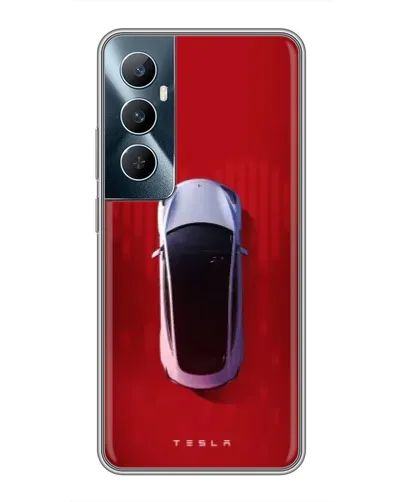 Чехол для Realme C65 с картинкой «Tesla Top View»
