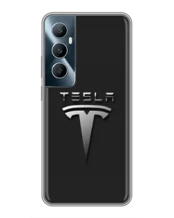 Чохол для Realme C65 з картинкою «Сталевий логотип Tesla»
